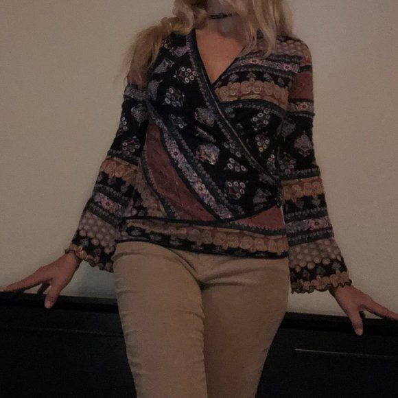 Price Drop!! ANAC designed by Kimi Printed Boho Surplice Top - Picture 6 of 6